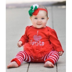  I Heart Santa Bodysuit with Ruffles RuffleButts 